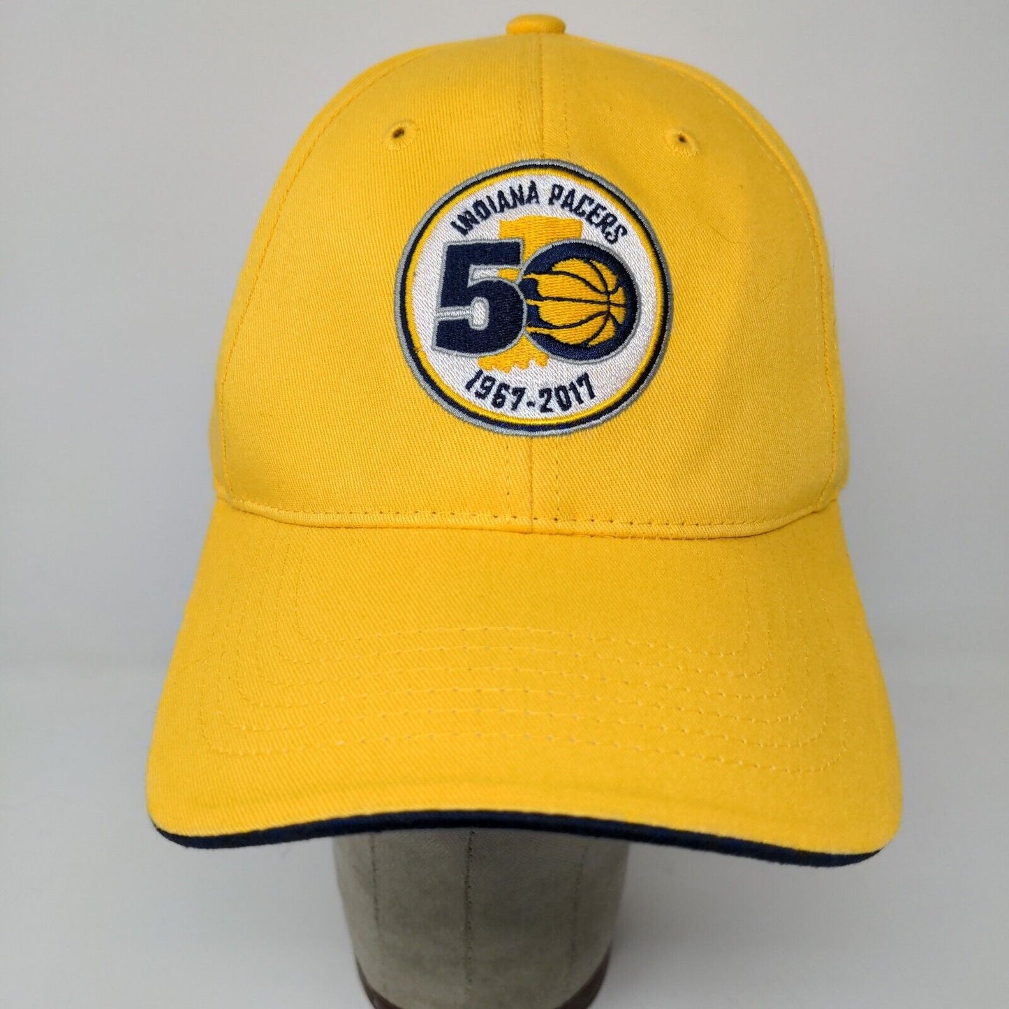 Indiana Pacers Mens Strapback 50th Anniversary Hat Embroidered Yellow Adjusted