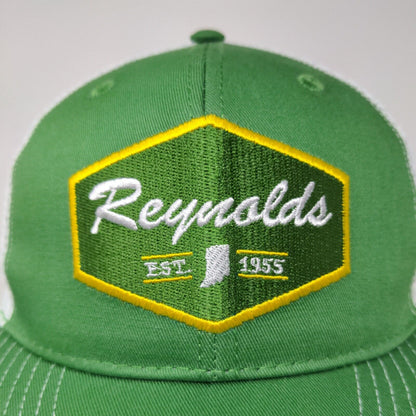 Reynolds Men's Snapback Mesh Back Trucker Hat Green White OSFM Embroidered Logo