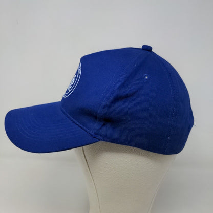 Pilgrimages.com Men's Slideback Hat Blue Adjustable Graphic Logo Catholic