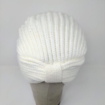 Knit Bonbons Soft Womens Hat Cream 100% Acrylic Knotted Cap Logo