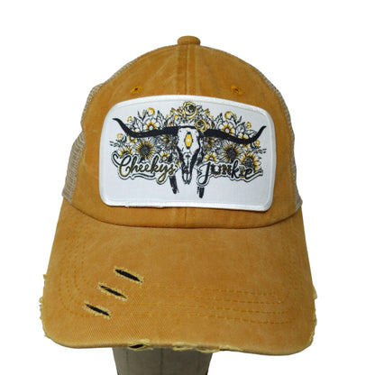 Cheeky's Junkie Women's Slideback Hat Tan Yellow Adjustable Distressed