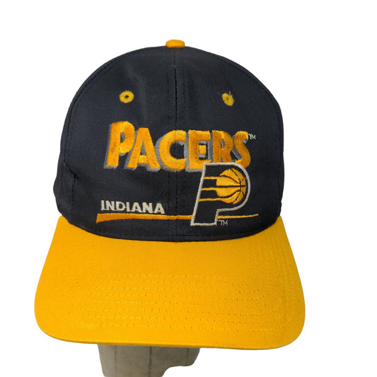 Twins Mens NBA Indiana Pacers Snapback Hat Black Yellow Embroidered Logo OSFA