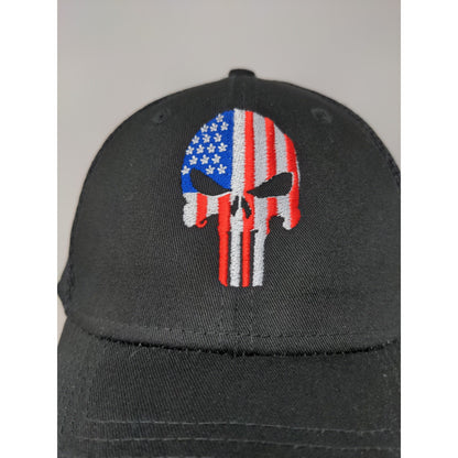 New Era 39Thirty Fitted Hat Size Large X Large Black Embroidered Patriotic Skull