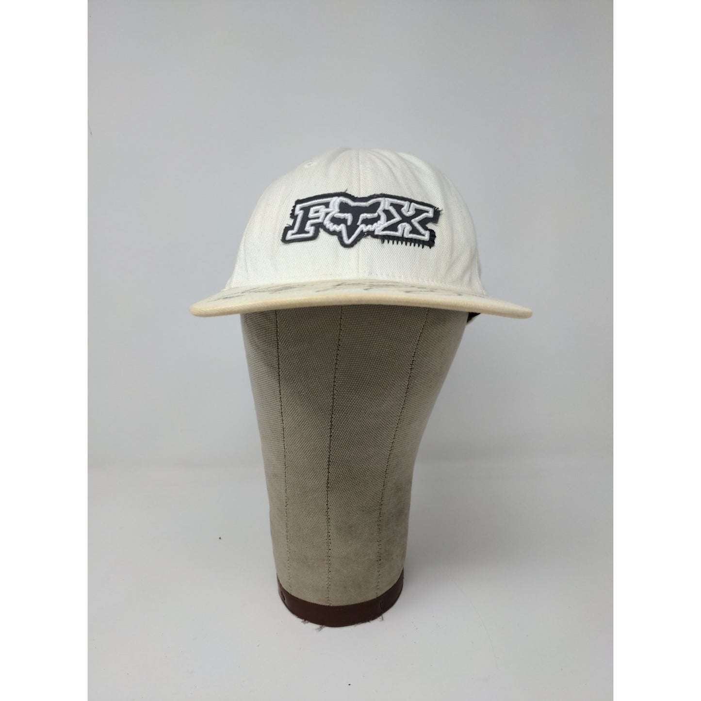 Fox Racing FlexFit Hat Embroidered Logo White SZ S/M Autographed Stains