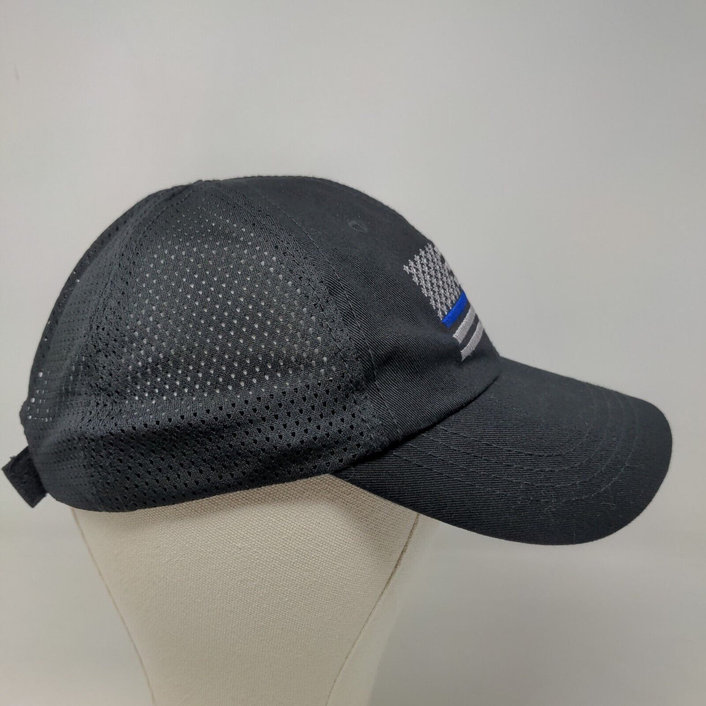 Rothco Men's Strapback Mesh Back Hat Black Size OSFA Police Support Flag Logo