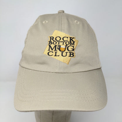 Rock Bottom Mug Club Men's Hat Tan Adjustable Embroidered Logo Slideback