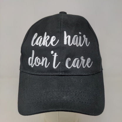 C.C. Exclusives Women's Strapback Hat Black Lake Hair Don't Care Embroidered