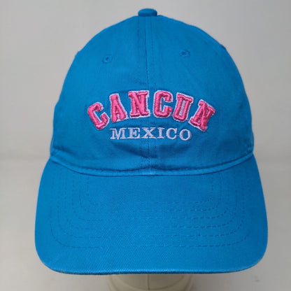 DKPS Men's Strapback Hat Blue Adjustable Embroidered Cancun Mexico Logo