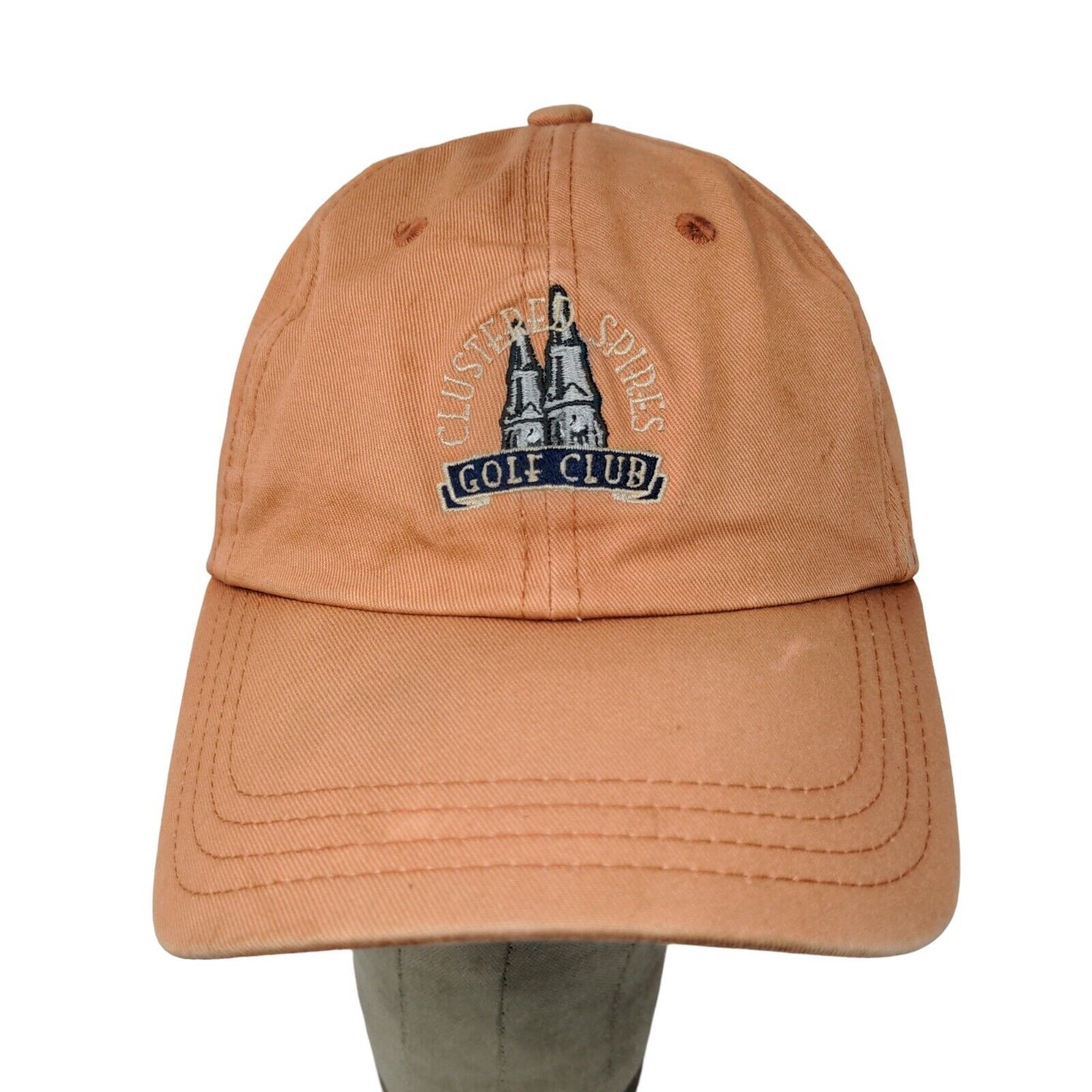 Clustere Spires Golf Club Orange Hat Cap Adjustable Strap Back Embroidered