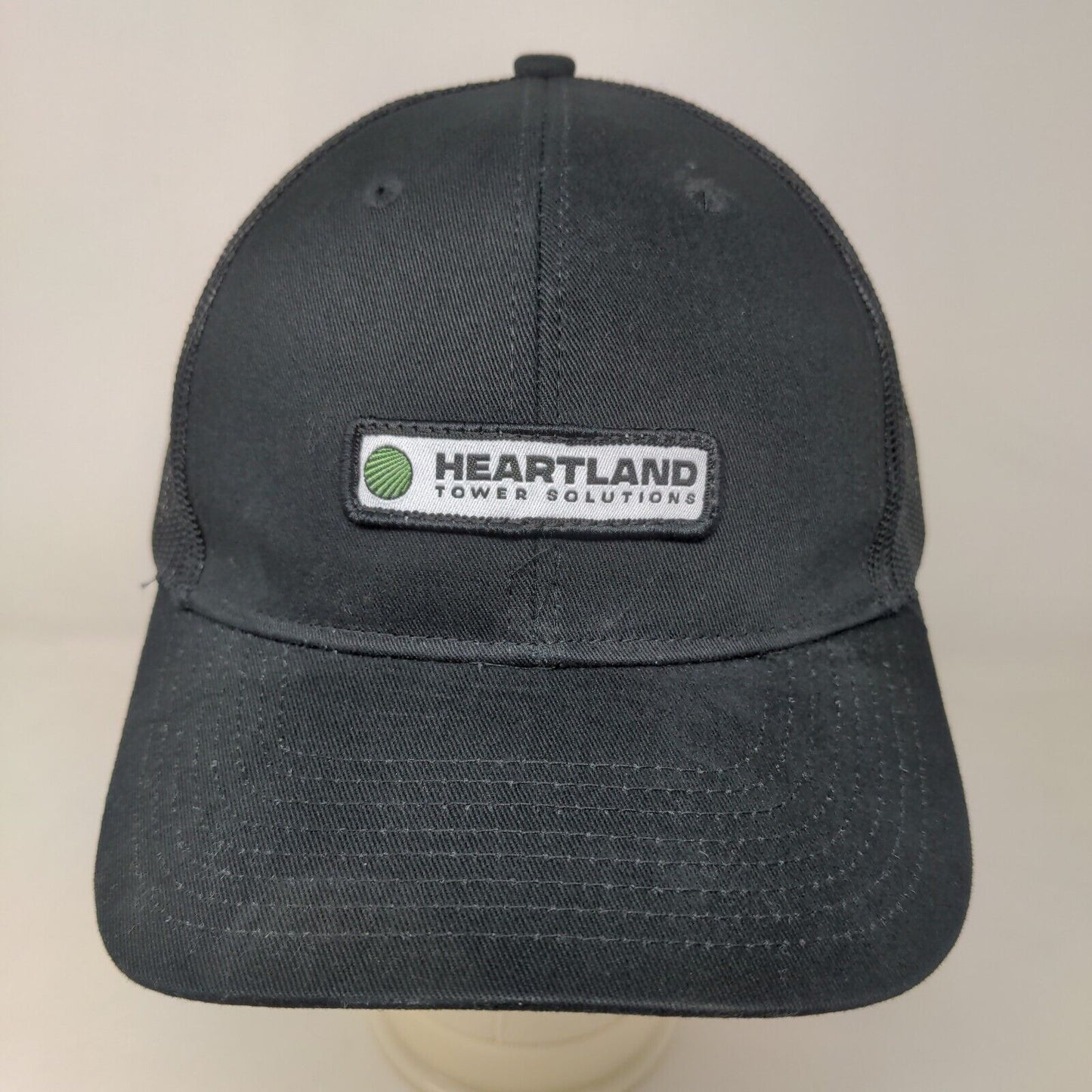 Heartland Tower Solutions Men's Snapback Mesh Back Hat Black Patch Logo