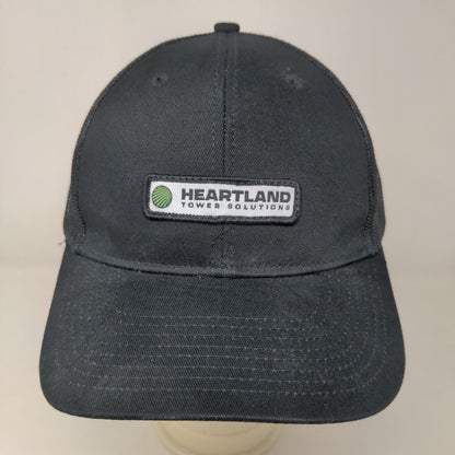 Heartland Tower Solutions Men's Snapback Mesh Back Hat Black Patch Logo