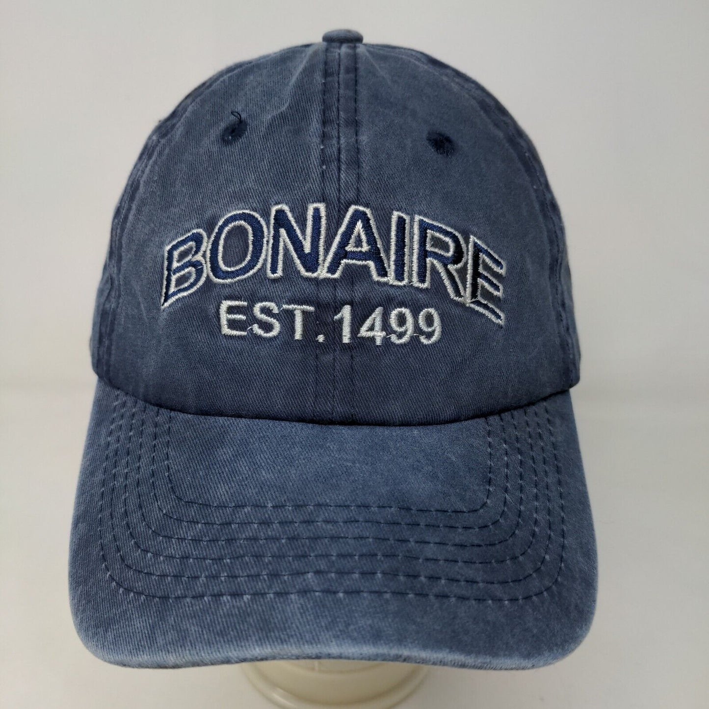 Bonaire Men's Slideback Hat Blue Embroidered Logo 100% Cotton