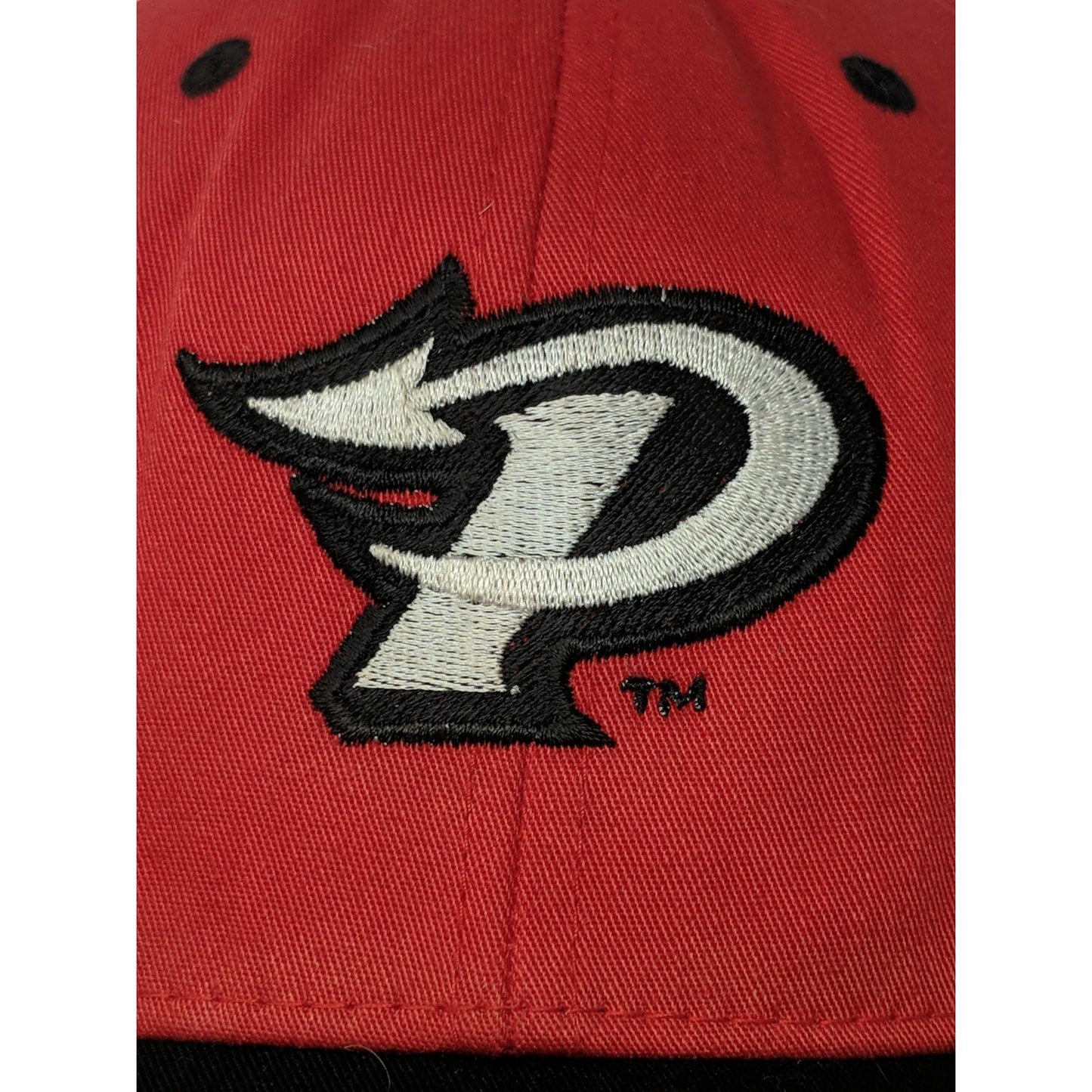 Pacific Headwear 302C Pro Model Strapback Hat Embroidered P Logo Red & Black