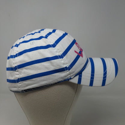 Old Navy Women's Stretchy Hat Blue White Striped Size L Graphic LOVE Logo