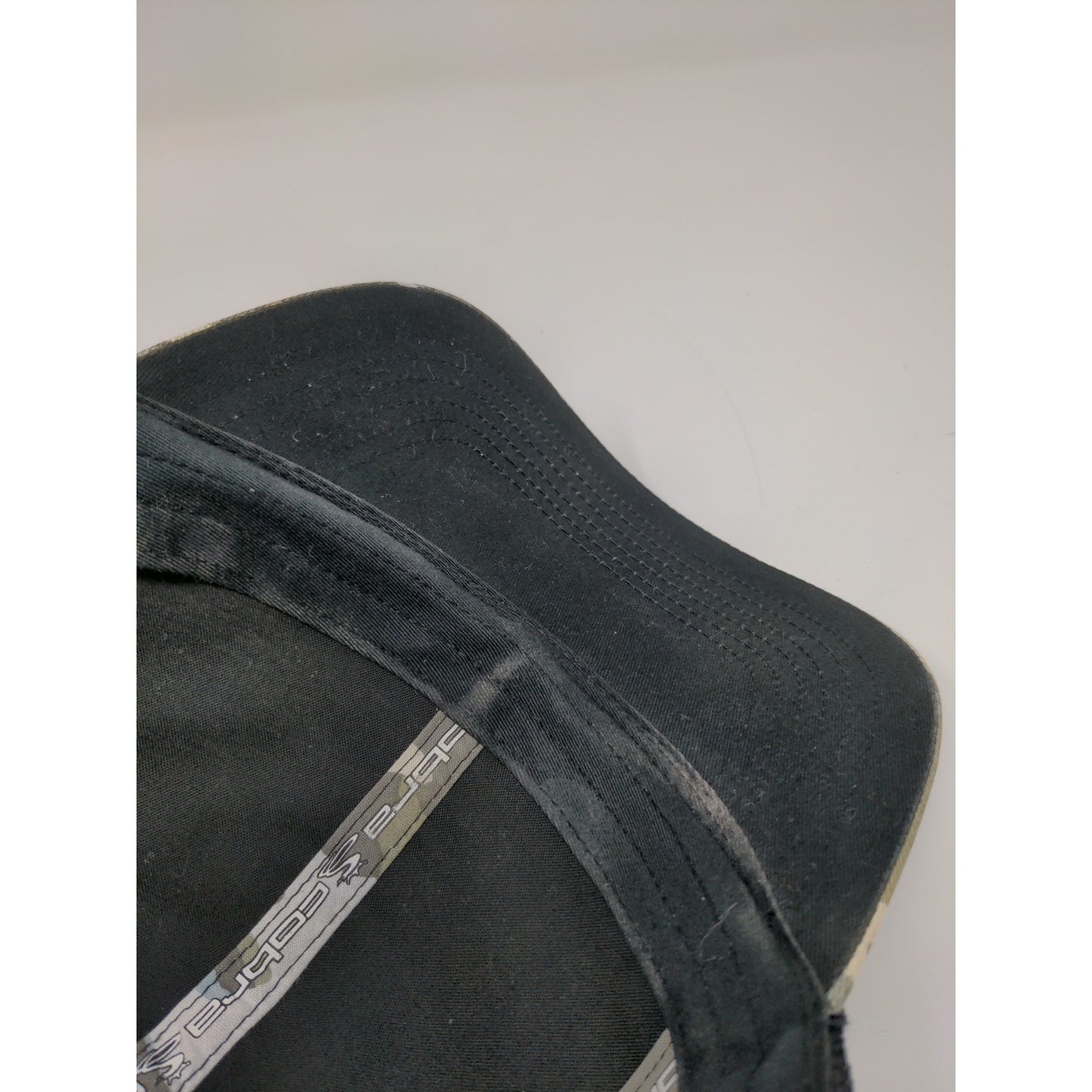 Cobra Slideback Meshback Camo Hat Gray Brown Embroidered Logo Spell Out