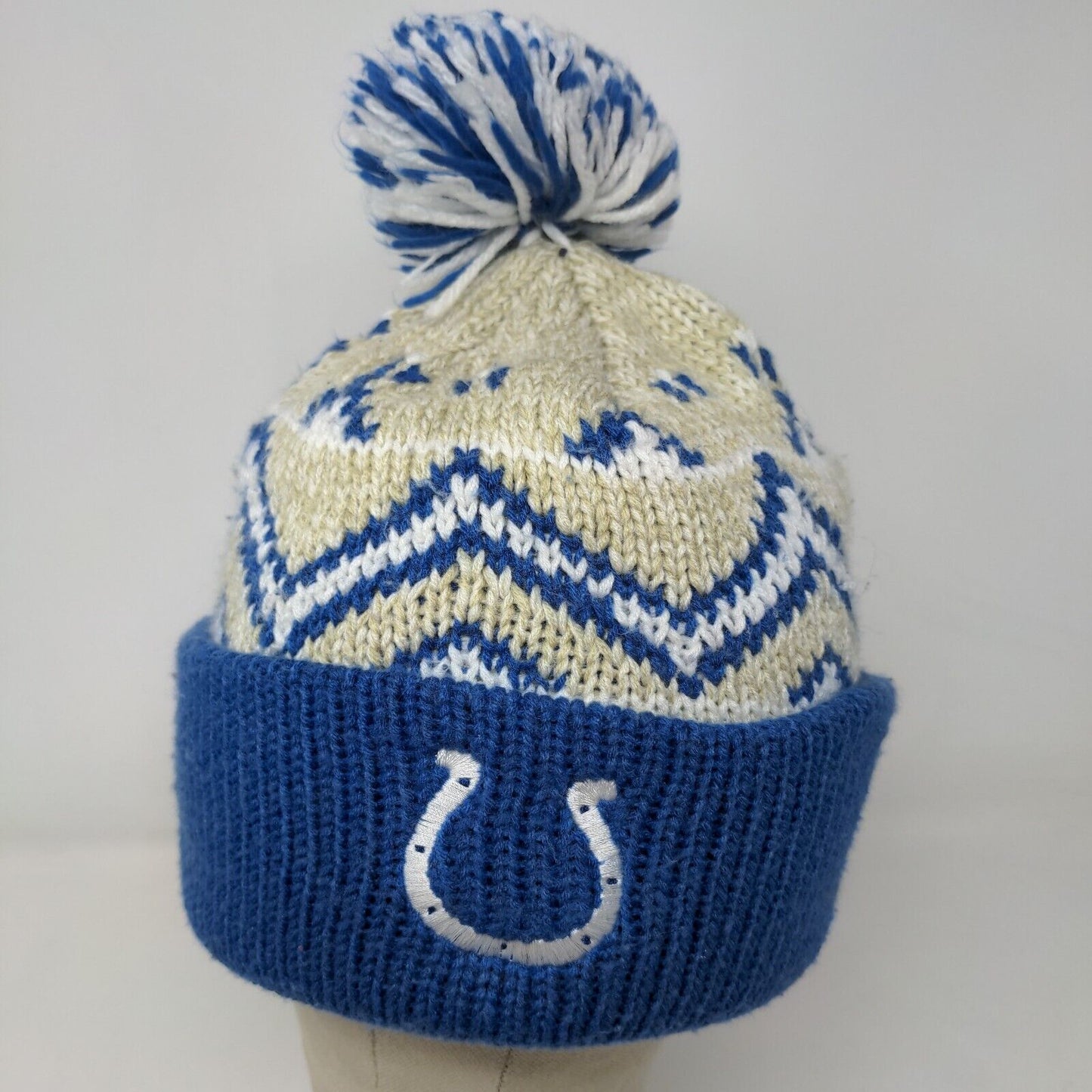 Reebok NFL Team Apparel Knit Beanie Hat Indianapolis Colts Blue Cream OSFA