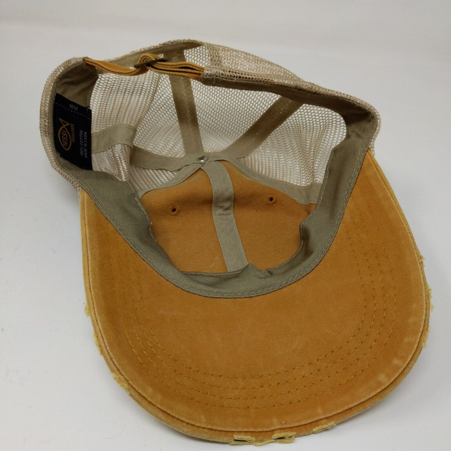 Cheeky's Junkie Women's Slideback Hat Tan Yellow Adjustable Distressed