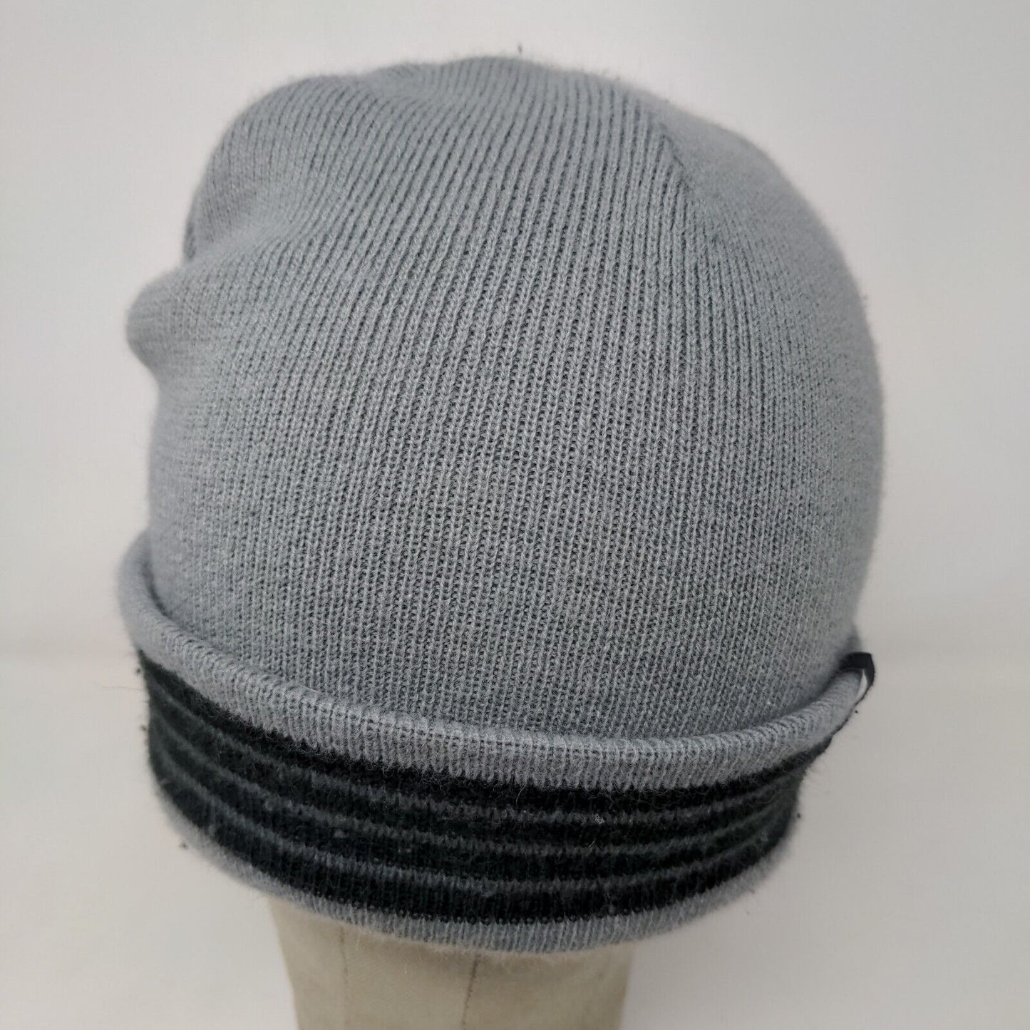 Adidas Men's Knit Beanie Hat Gray One Size Striped 100% Acrylic Warm Soft