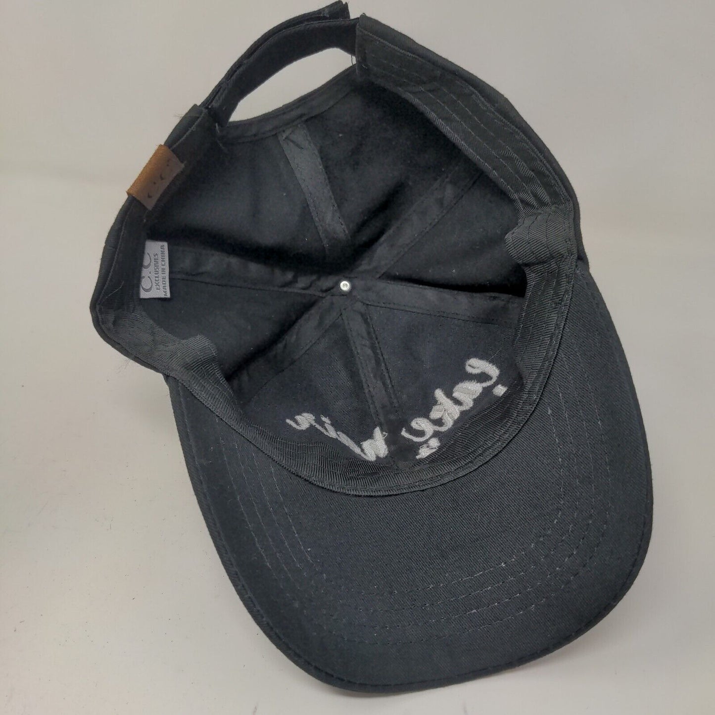 C.C. Exclusives Women's Strapback Hat Black Lake Hair Don't Care Embroidered