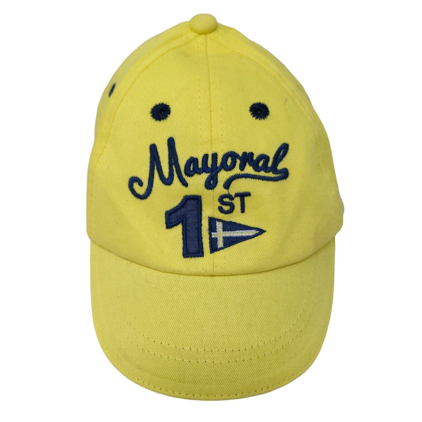 Mayoral Baby Hat Stretchy Yellow Size 14x25CM Embroidered Logo 100% Cotton