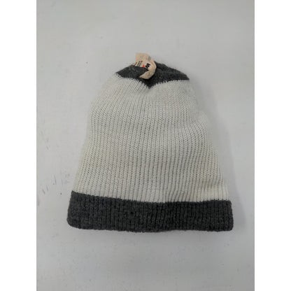 Vintage Youth Wigwam Mills Wool Beanie Hat Gray & White Made in USA