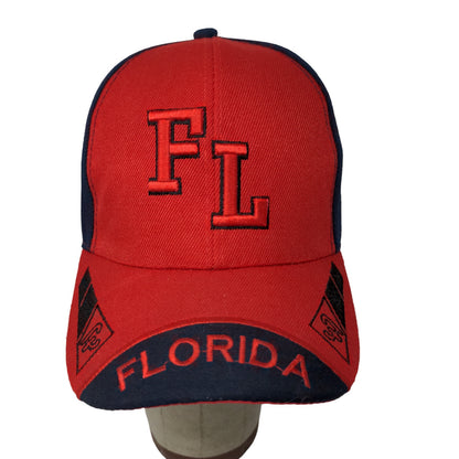 FL Florida Strapback Hat Red Blue Embroidered Logo Adjustable Vacation Tourist