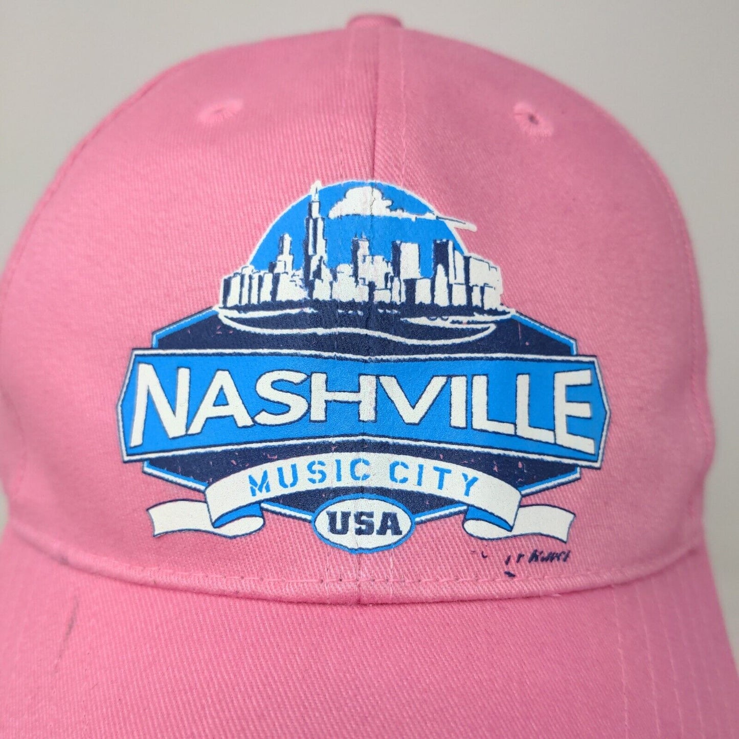 Nashville Tennessee Music City Slideback Hat Pink Adjustable Graphic Logo