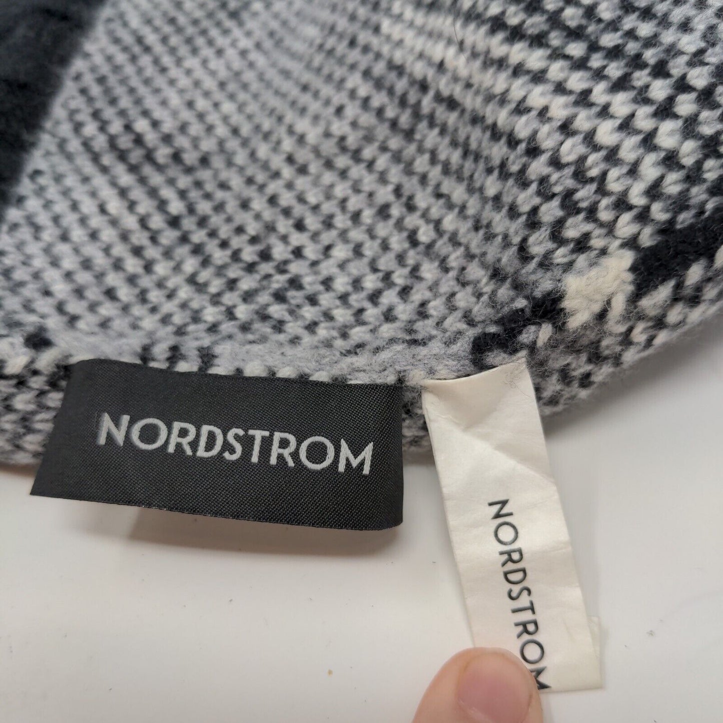 Nordstrom Men's Knit Beanie Hat Cap Wool Cashmere Blend Black Gray One Size
