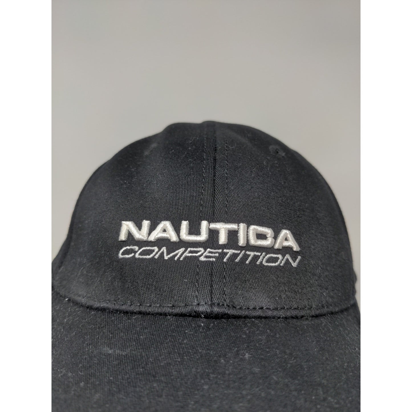 Nautica Competition Fitted Hat Size L/XL Black Embroidered Spell Out