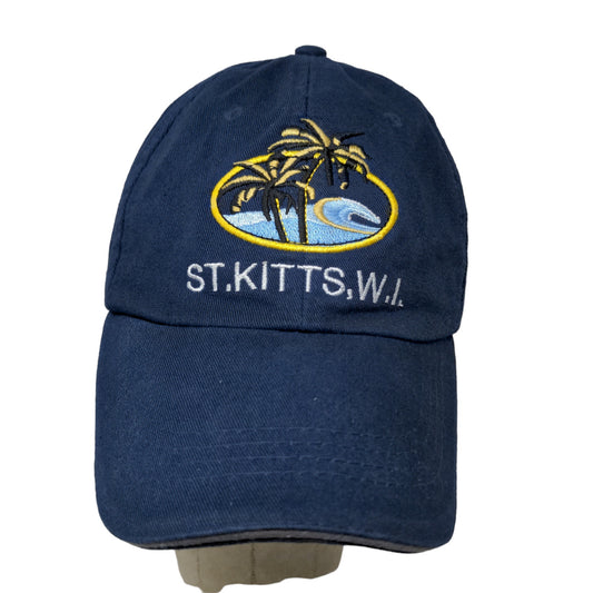 St. Kitts & Nevis Men's Strapback Hat Blue 58CM Embroidered Beach Logo