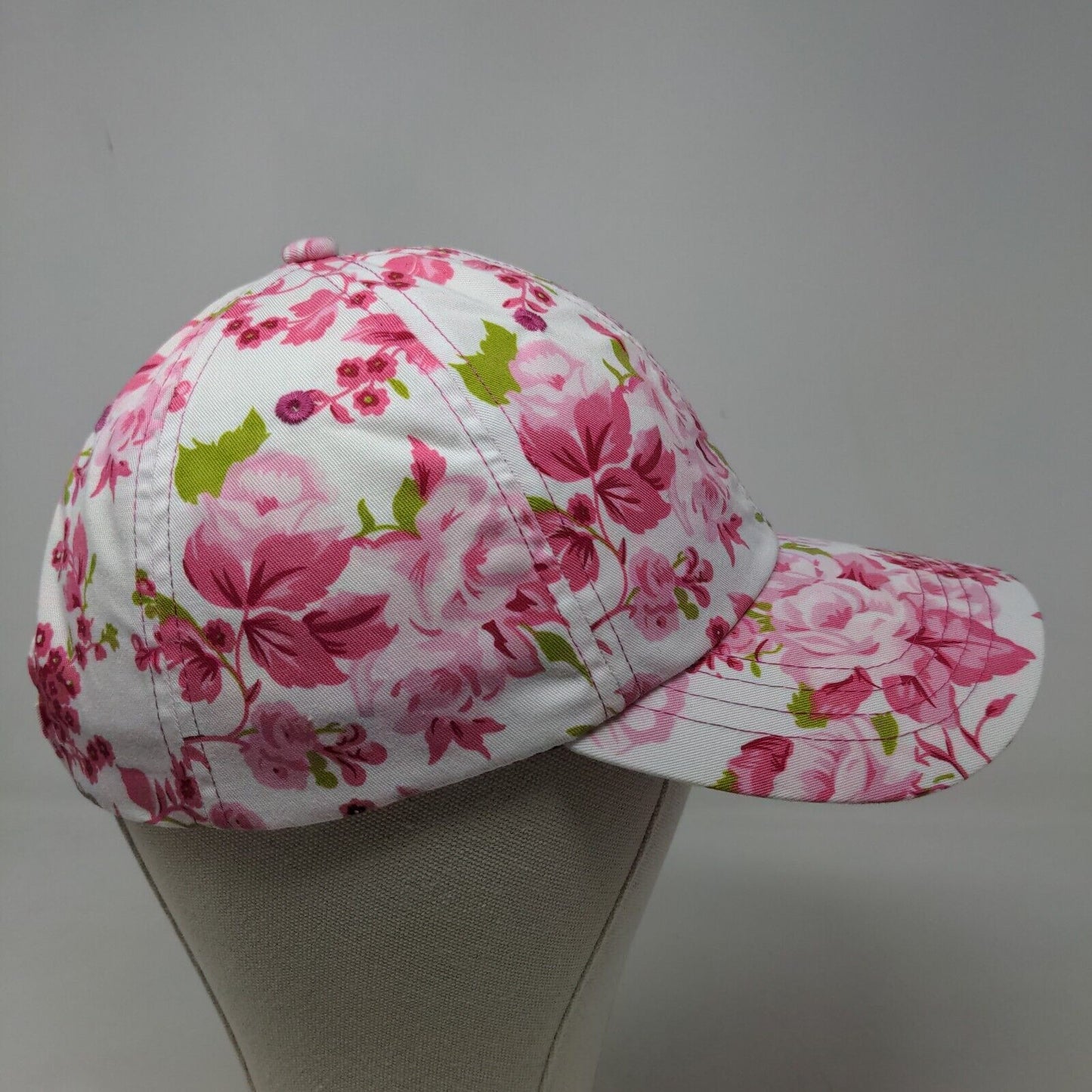 Unbranded Women's Strapback Hat Pink White OSFA Floral Cotton Poly Blend