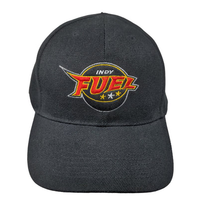 Indy Fuel Men's Strapback Hat Black Adjustable Embroidered Logo Acrylic Hockey