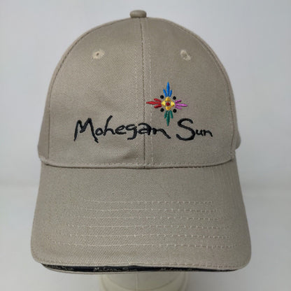 Mohegan Sun Men's Slideback Hat Tan Adjustable Embroidered Logo 100% Cotton