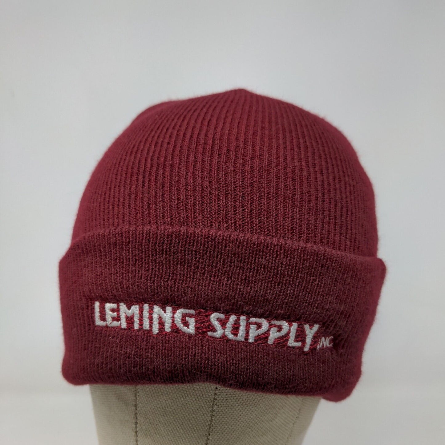 Leming Supply Men's Knit Beanie Hat Red OFSA Embroidered Logo