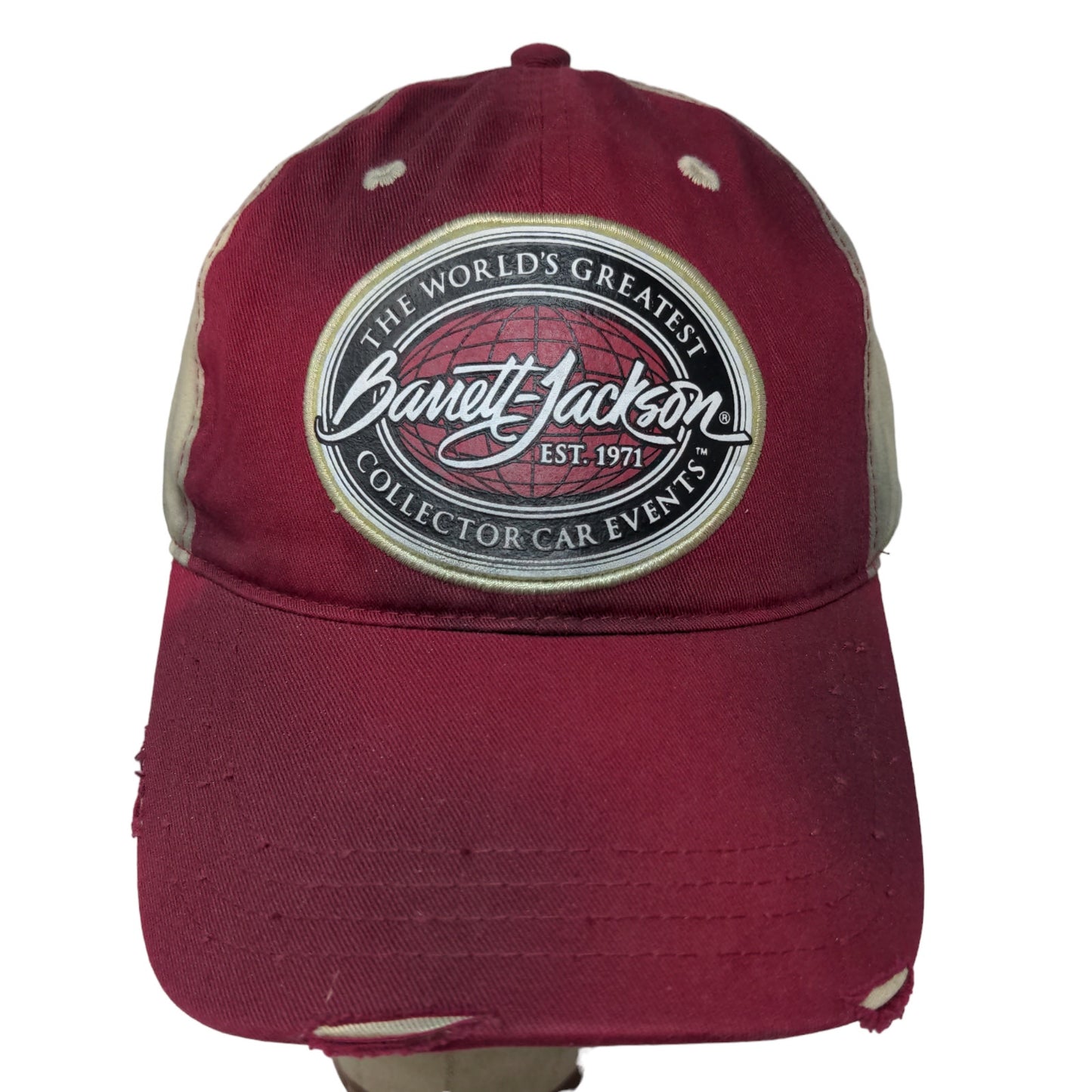 Barrett Jackson Men's Slideback Hat Cap Red Tan Adjustable Embroidered