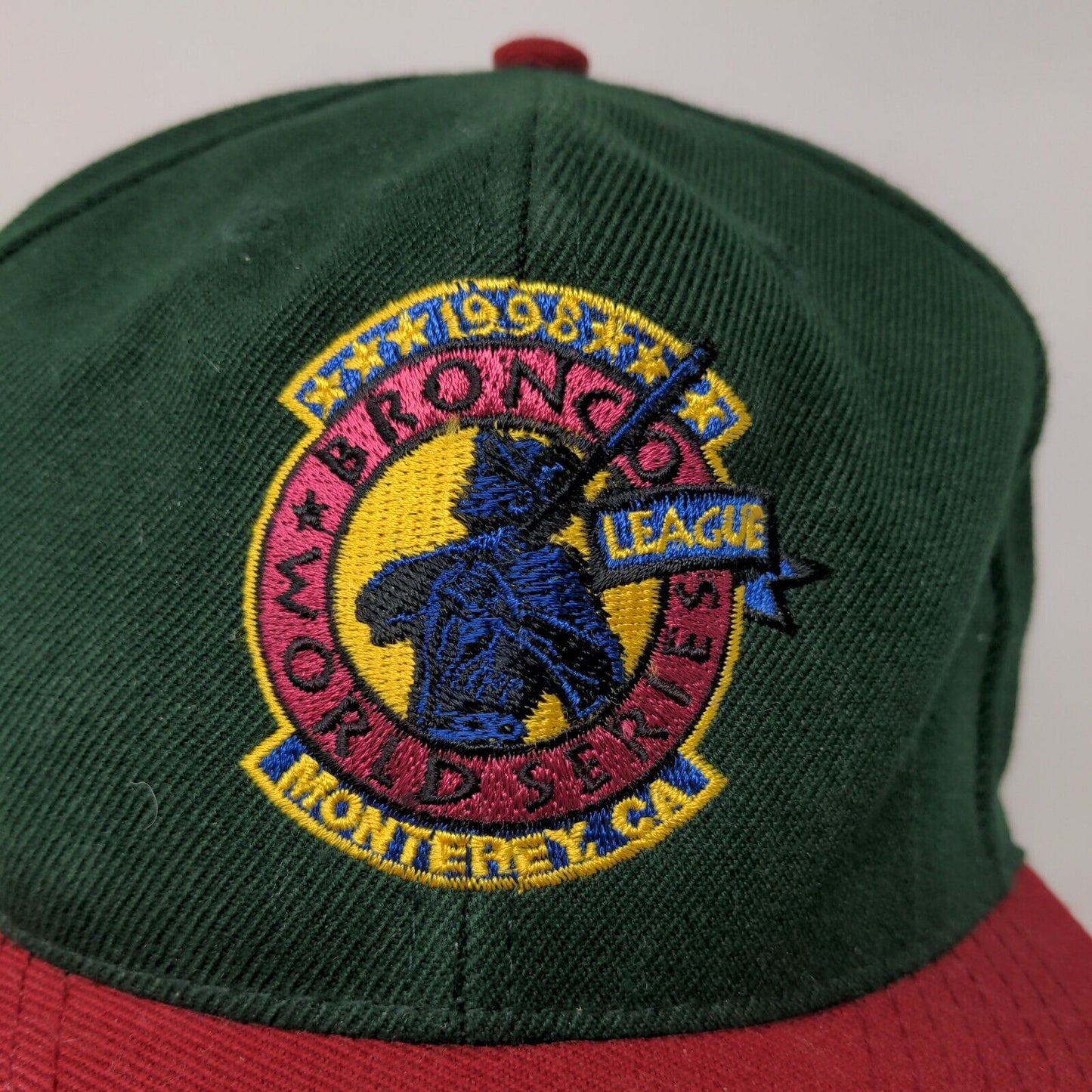 Otto Men's Bronco World Series League Snapback Hat Green OSFA Vintage 1998 90's