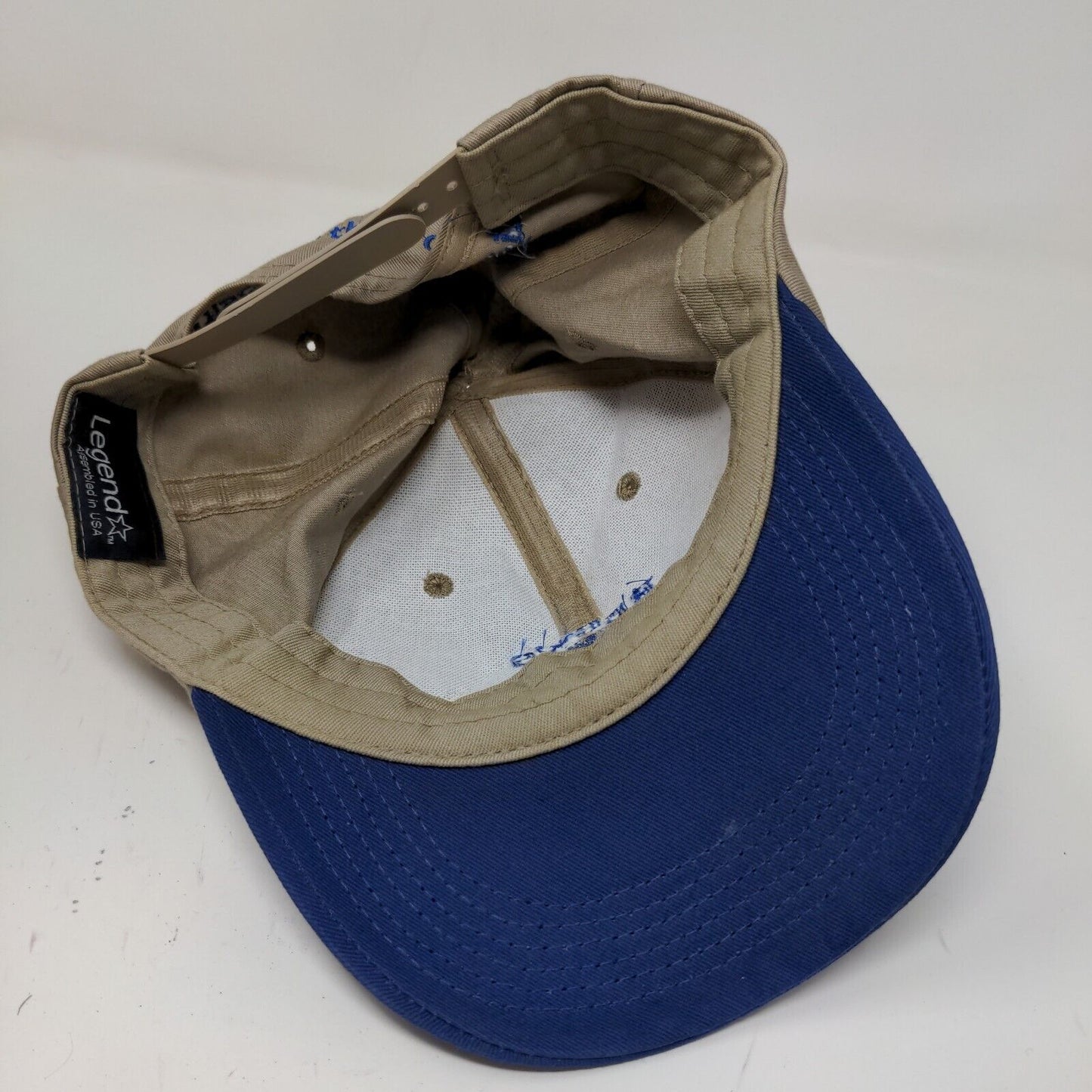 Beck's Seeds Men's Snapback Hat Tan Blue Adjustable Embroidered Logo