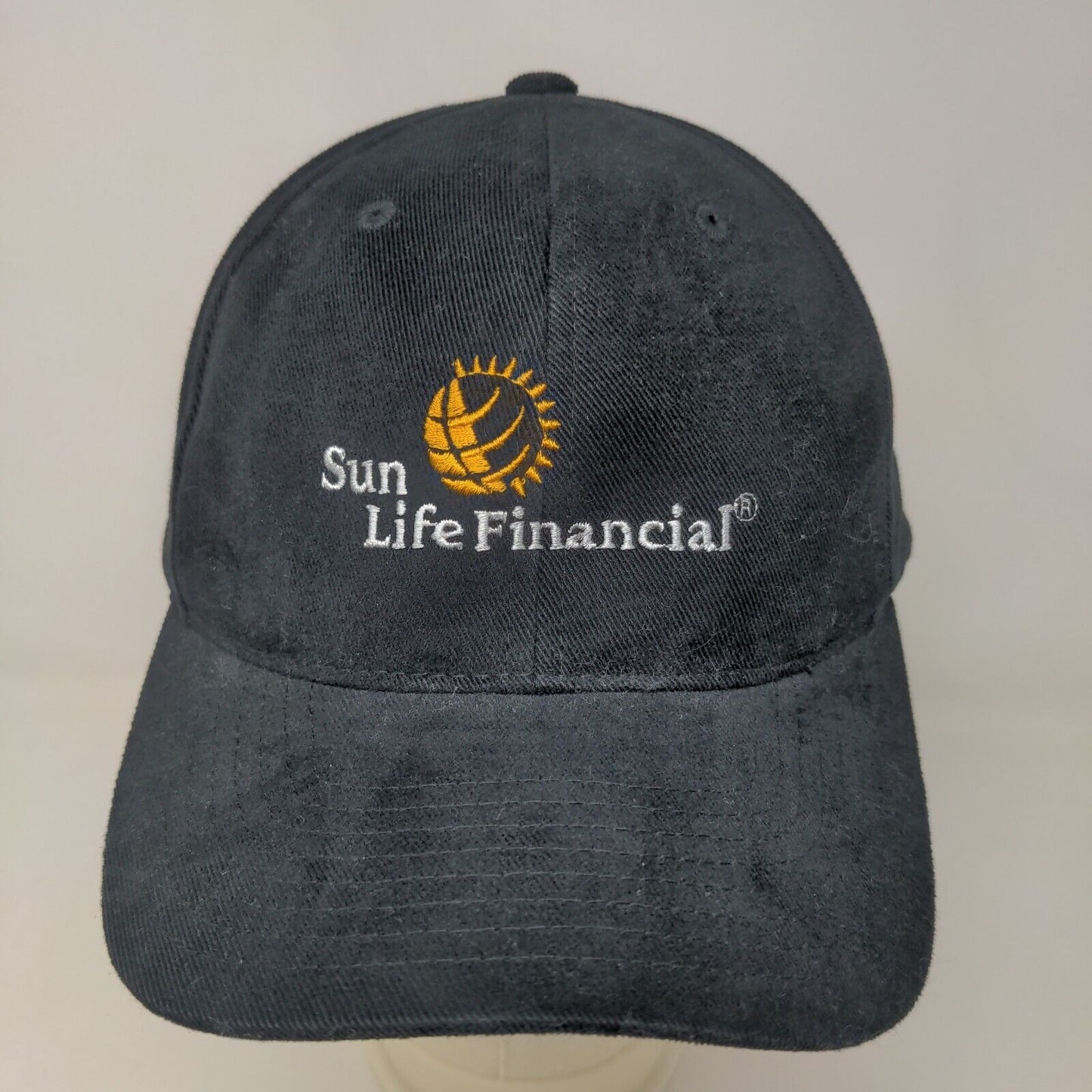 Yupoong Men's Strapback Hat Black Adjustable Embroidered Sun Life Financial Logo