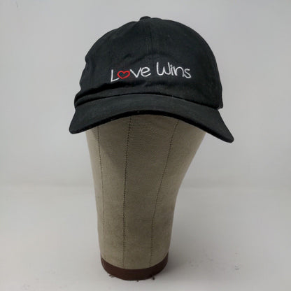 Love Wins Mens Strapback Hat Black Adjustable Embroidered Logo