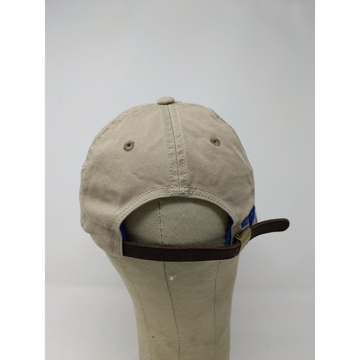 American Eagle AmEagle Slideback Hat One Size Tan Blue Embroidered Text