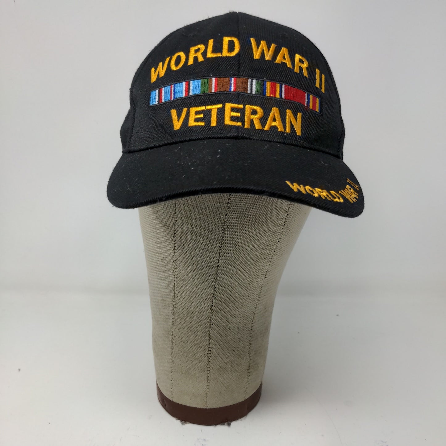 World War II Veteran Strapback Hat Black OSFM Embroidered Logo