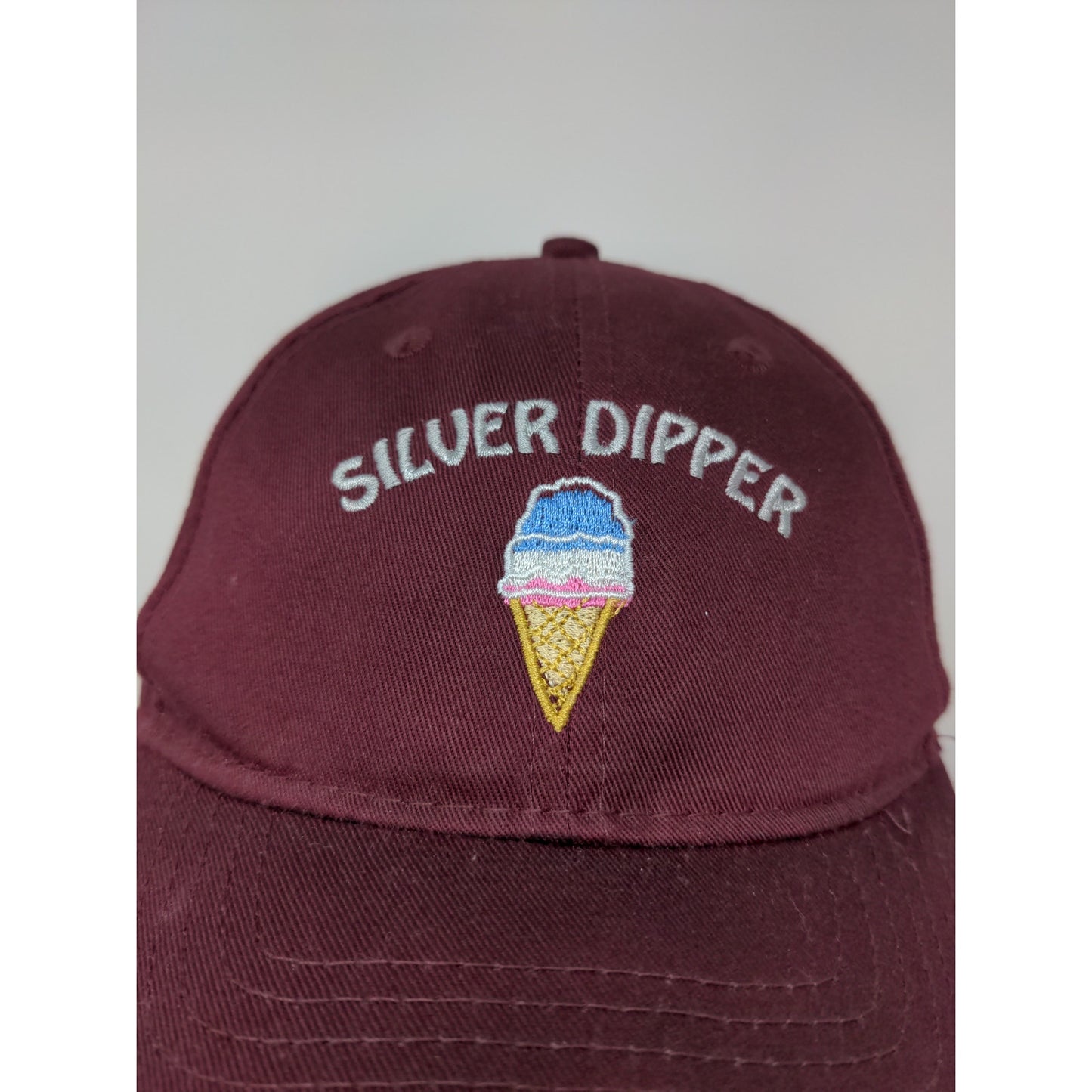 Silver Dipper Ice Cream Cone Strapback Hat Red Purple Port & Co Embroidered