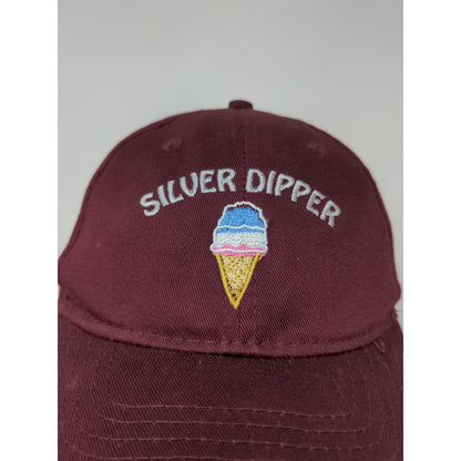 Silver Dipper Ice Cream Cone Strapback Hat Red Purple Port & Co Embroidered