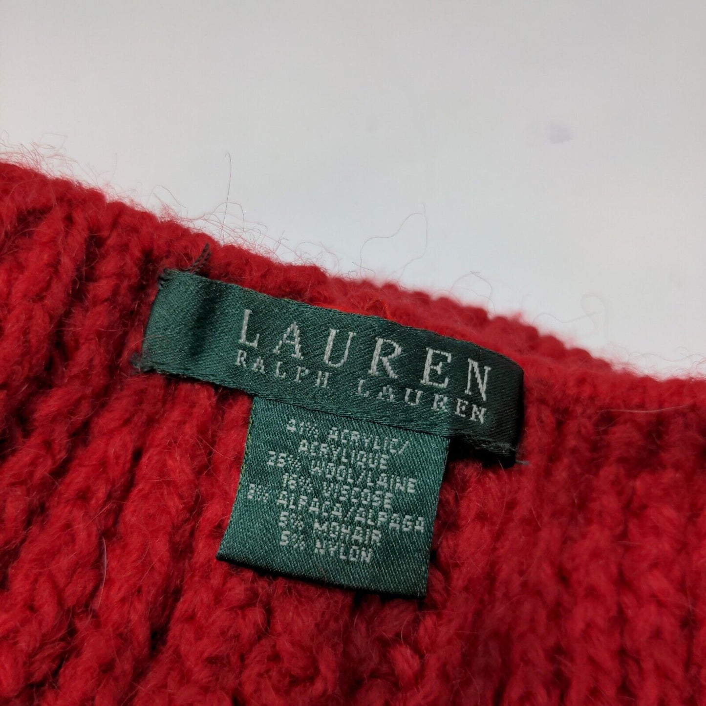 Lauren Ralph Lauren Women's Knit Beanie Hat Cap Red Wool Alpaca Blend