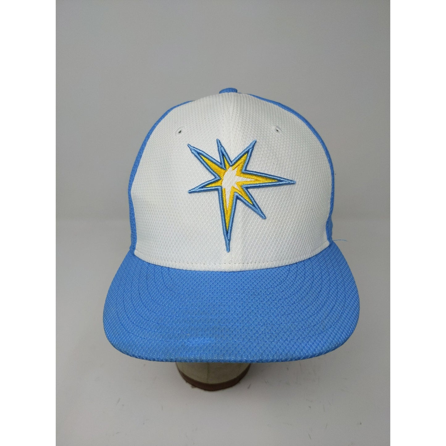 New Era 59Fifty MLB Tampa Rays 2017 Florida Hat SZ 7 1/4 White Blue Embroidered