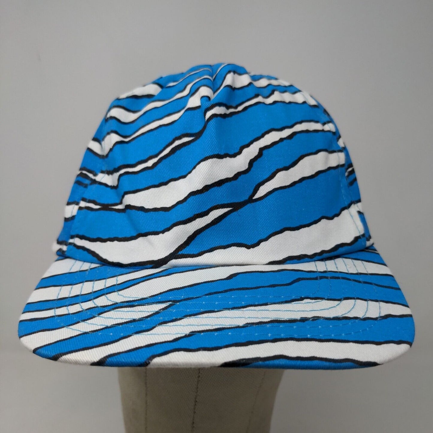 Unbranded Men's Snapback Hat Blue White OSFA Stripes Waves 100% Cotton
