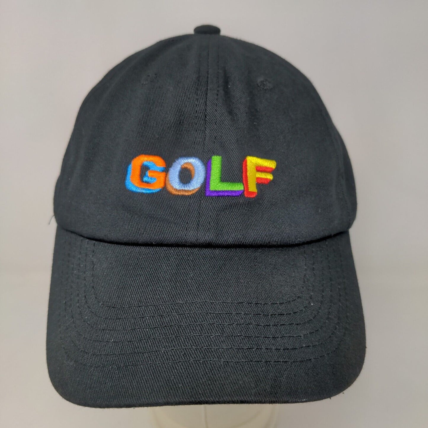 Unbranded Men's Slideback Hat Black Adjustable Embroidered Golf Logo