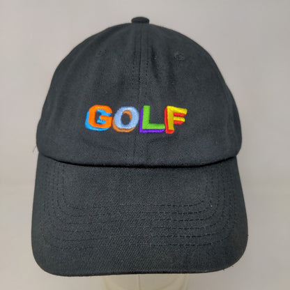 Unbranded Men's Slideback Hat Black Adjustable Embroidered Golf Logo