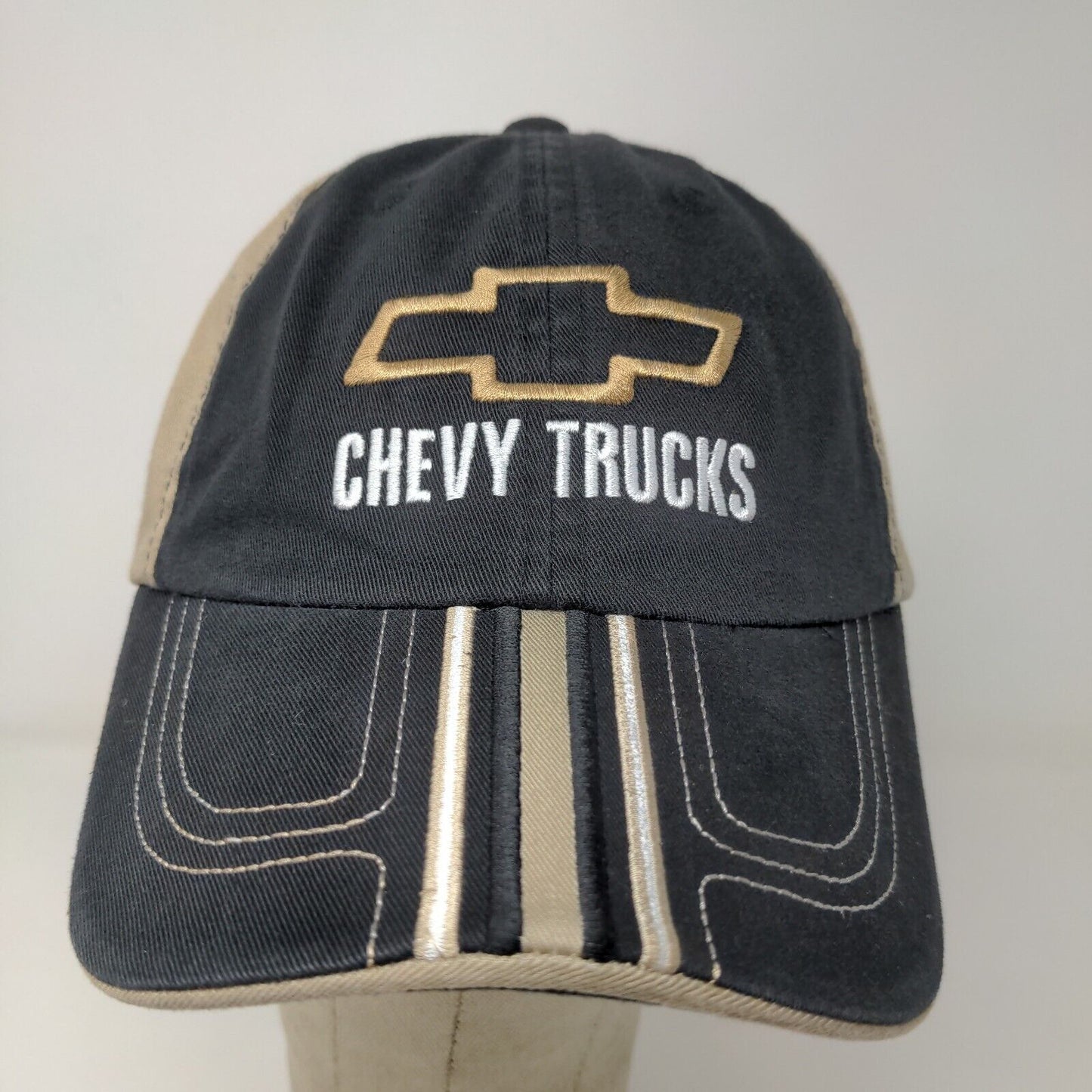 Checkered Flag Sports Men's Strapback Hat Black Tan Chevrolet Chevy Trucks