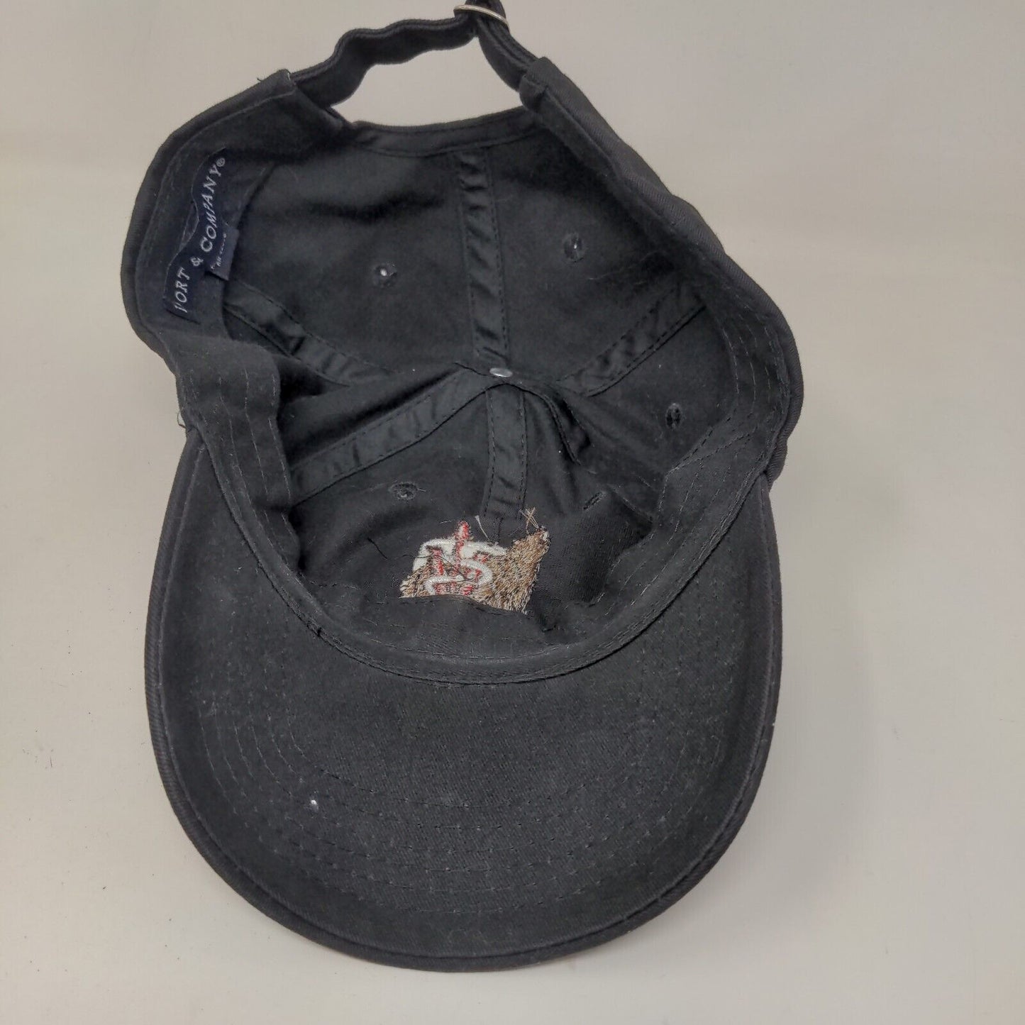 Port & Company Men's Slideback Hat Black Embroidered Wolf Logo Cotton